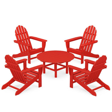POLYWOOD Classic Adirondack 5-Piece Conversation Set - Sunset Red